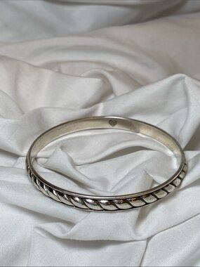 Brighton Southwest Dream Plaza Flat Rope Bangle Silver-Plated Stack Bracelet 8.5